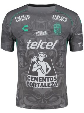 Brand New Charly León Men's Gray Soccer Jersey with Teal Accents